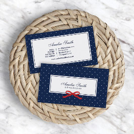 Tarjeta De Visita Red de medios sociales Blue & White Polka Dot