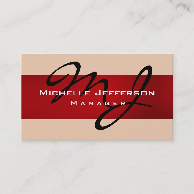 Tarjeta De Visita Red Desert Sand Manager Monograma Business Card (Anverso)