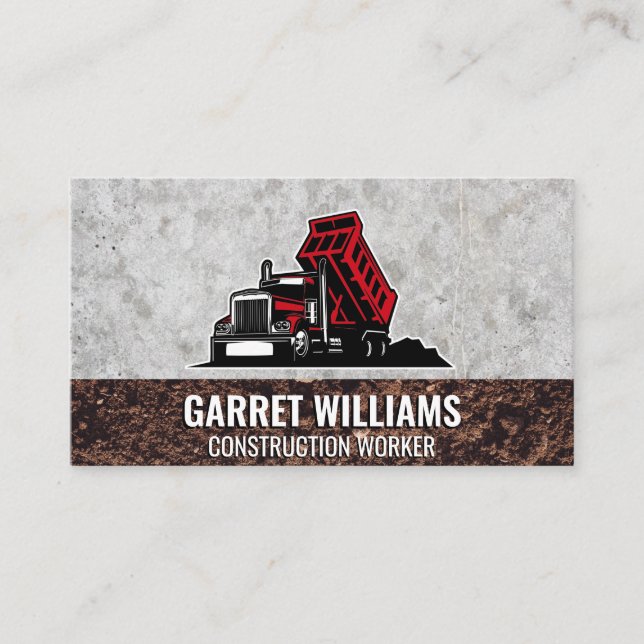 Tarjeta De Visita Red Dump Truck | Concrete and Dirt (Anverso)