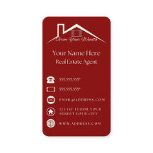 Red Elegant Business Card Para Agentes Inmobiliari