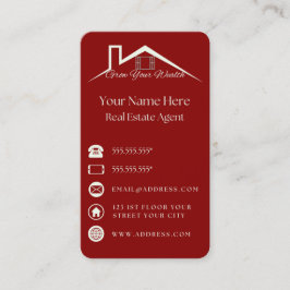 Tarjeta De Visita Red Elegant Business Card Para Agentes Inmobiliari