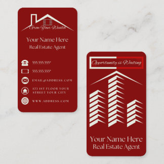Tarjeta De Visita Red Elegant Business Card Para Agentes Inmobiliari