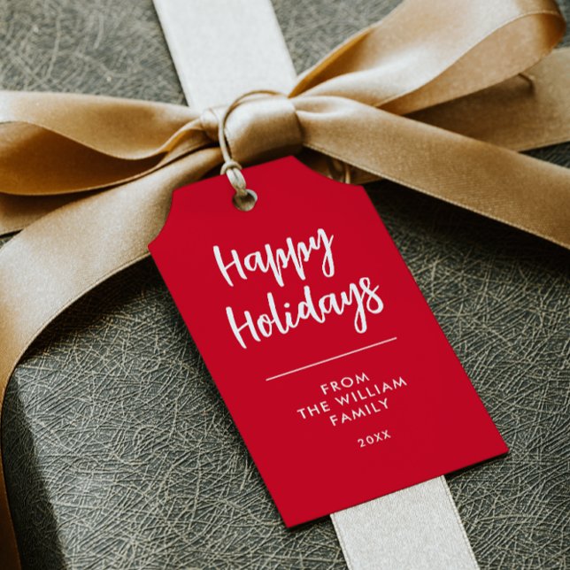 TARJETA DE VISITA RED FELIZ NOMBRE DE VACACIONES DIY NAVIDADES ETIQU (DIY CHRISTMAS GIFT TAG CHEAPER SAVE MONEY CUT THE LINES HAPPY HOLIDAYS FAMILY NAME)