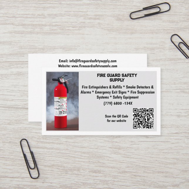 Tarjeta De Visita Red Fire Extinguisher Fire Safety   (Anverso/Reverso In Situ)