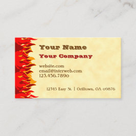 Tarjeta De Visita Red Flames BBQ Personalizado Western Business Card