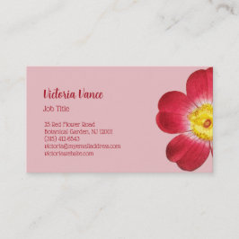 Tarjeta De Visita Red Flower Pink Background