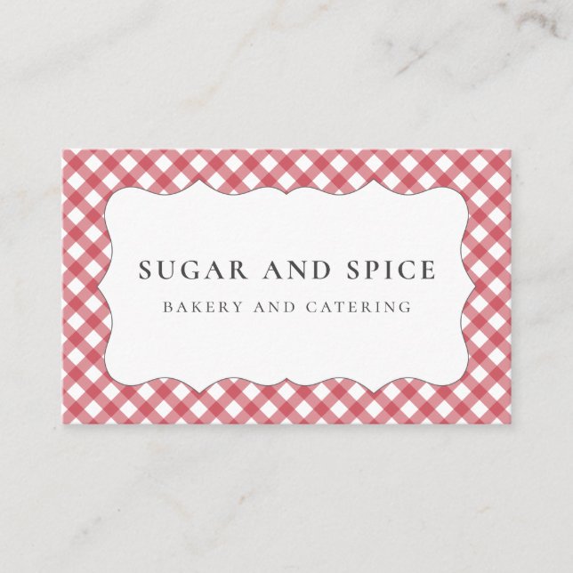 Tarjeta De Visita Red Gingham Business Card (Anverso)