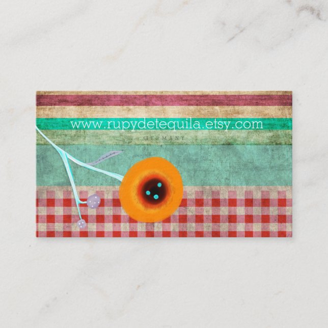 Tarjeta De Visita Red Gingham Vintage (Anverso)