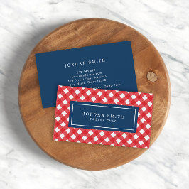 Tarjeta De Visita Red Gingham y Blue