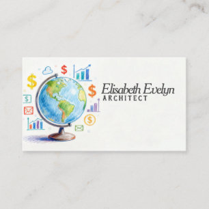Tarjeta De Visita Red Global de Negocios y Finanzas