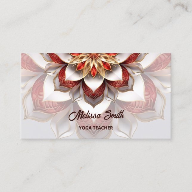 Tarjeta De Visita Red Gold 3D Mandala (Anverso)
