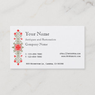 Tarjeta De Visita Red Gold Daisy Etching Business Cards