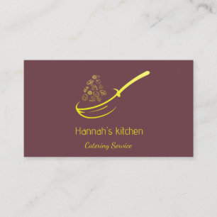 Tarjeta De Visita Red Gold Yellow Frying Pan Catering