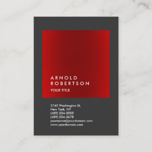 Tarjeta De Visita Red Gray Trendy Large Professional Business Card