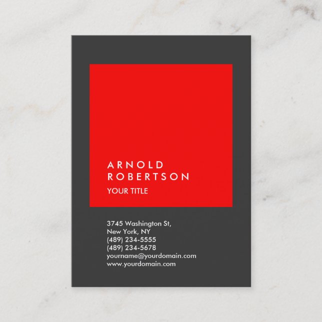 Tarjeta De Visita Red Gray Trendy Large Professional Business Card (Anverso)
