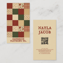 Tarjeta De Visita Red Green Patchwork Quilt Rustic Farmhouse Floral