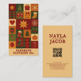 Tarjeta De Visita Red Green Patchwork Quilt Rustic Farmhouse Floral