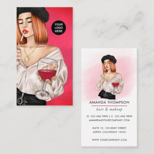 Tarjeta De Visita Red Haired French Wine Woman