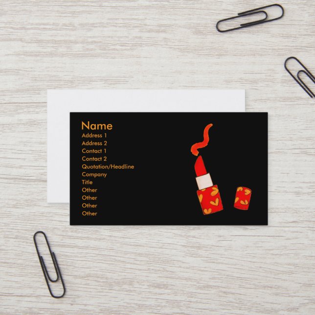 Tarjeta De Visita Red Heart Lipstick Pop Art Design (Anverso/Reverso In Situ)