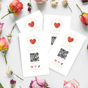 Tarjeta De Visita Red Heart Love & Thanks Supporting Small Business