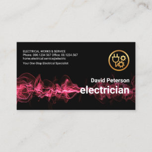 Tarjeta De Visita Red Lightning Pulse Wave Electrical Service