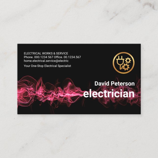 Tarjeta De Visita Red Lightning Pulse Wave Electrical Service (Anverso)