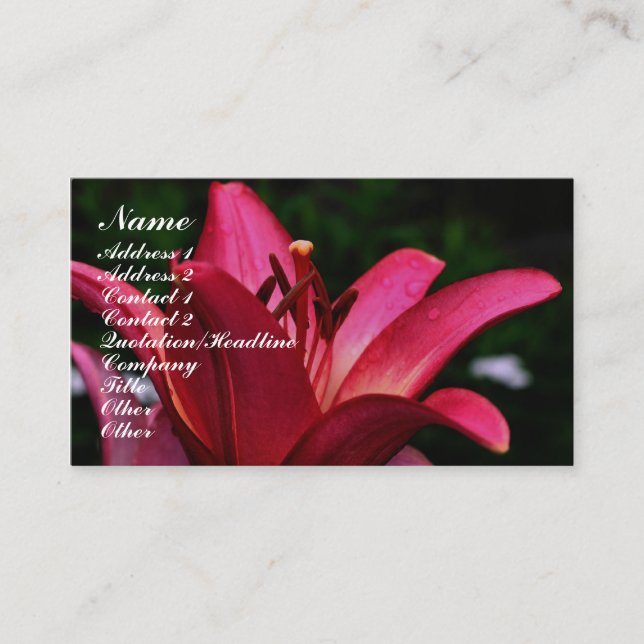 Tarjeta De Visita Red Lily Flower Up Close Business Card (Anverso)