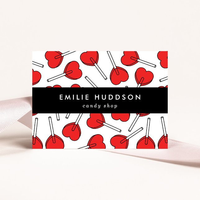 Tarjeta De Visita Red Lollipops, Heart Lollipops, Lolly, Candy Shop (Subido por el creador)