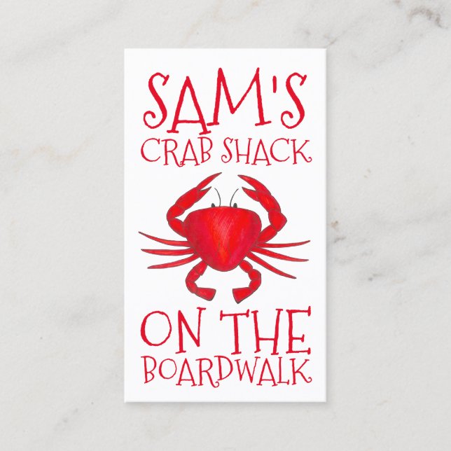 Tarjeta De Visita Red Maryland Crab Shack Crabs Beach Food Ocean (Anverso)