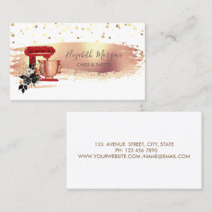Tarjeta De Visita Red Mixer Gold Dots, Pincelada