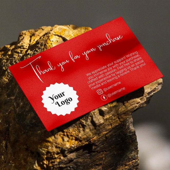 Tarjeta De Visita Red Moderno Gracias Por Su Compra (Red Modern Thank You For Your Purchase Business Card)