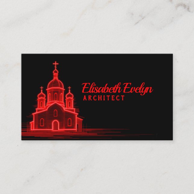 Tarjeta De Visita Red Orthodox Church Sketch on Black Background (Anverso)