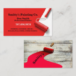 Tarjeta De Visita Red Paint & Roller Painting Company