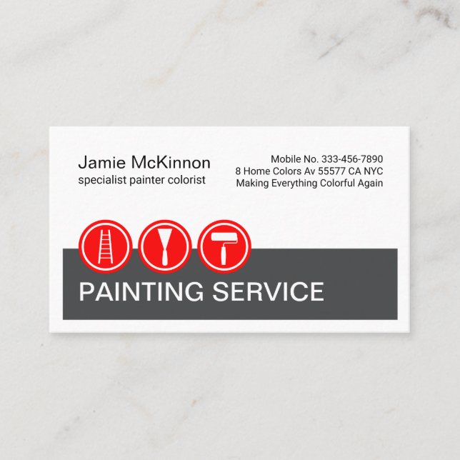 Tarjeta De Visita Red Painting Icons On Grey Layer Painter (Anverso)