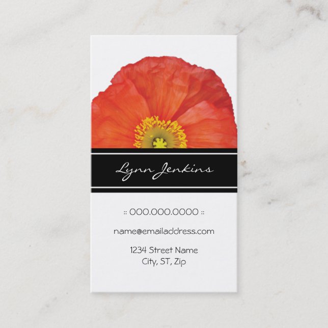 Tarjeta De Visita Red Poppies Elegant Business Card (Anverso)