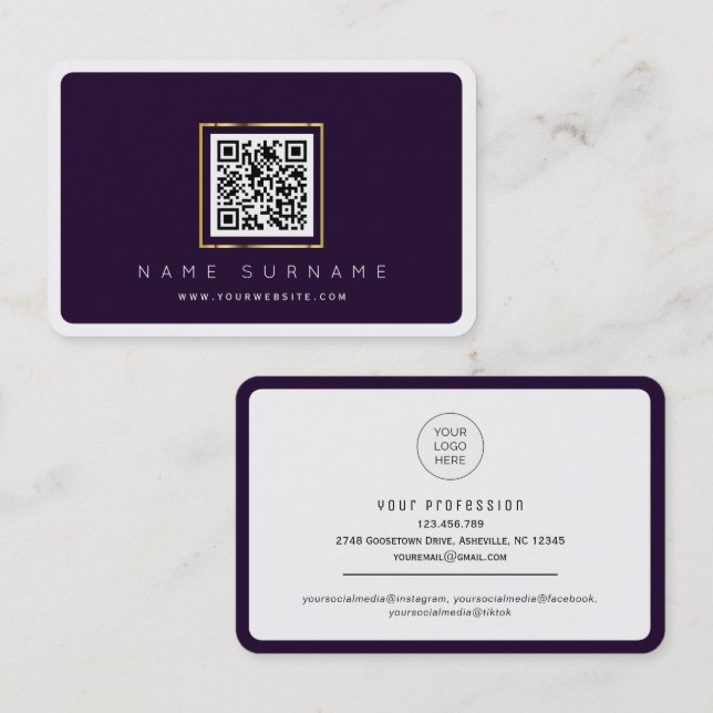 Tarjeta De Visita Red profesional o personal de código QR analizable (Anverso / Reverso)