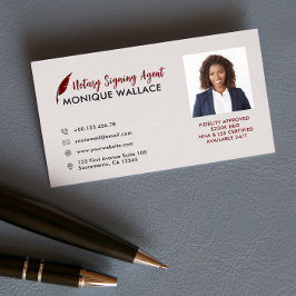 Tarjeta De Visita RED QUILL PEN Profesional Photo Notary Services
