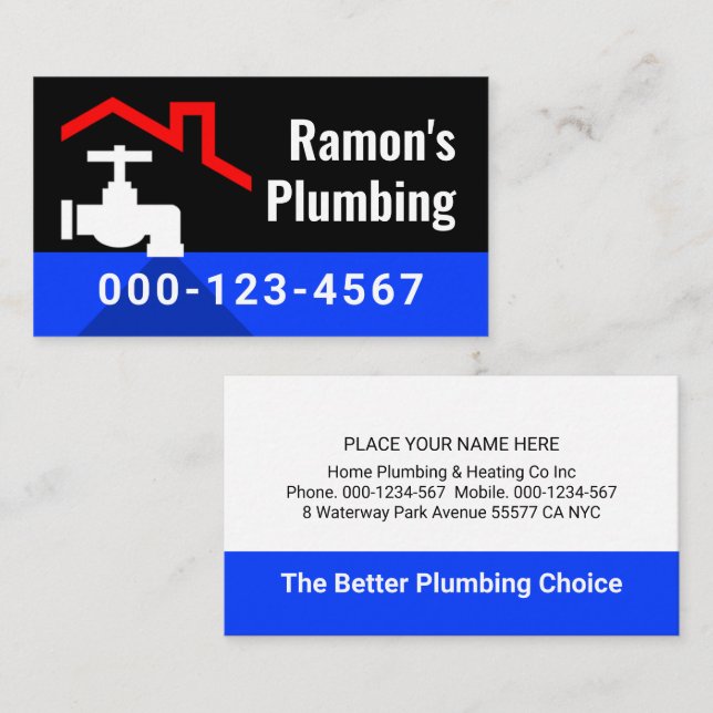 Tarjeta De Visita Red Roof With Leaking Faucet (Anverso / Reverso)