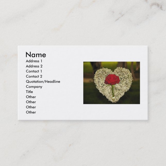 Tarjeta de visita Red Rose Heart (Anverso)