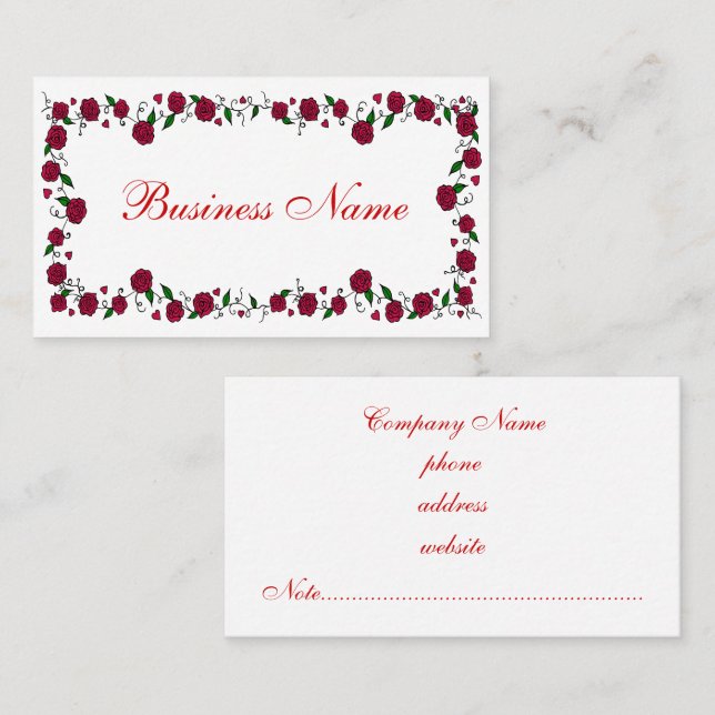 Tarjeta de visita Red Roses (Anverso / Reverso)