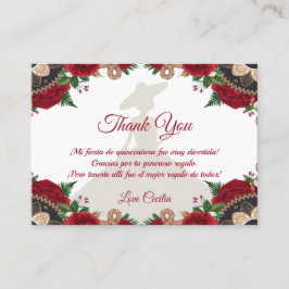 Tarjeta De Visita Red Roses Mariachi Quinceañera Gracias Cartas