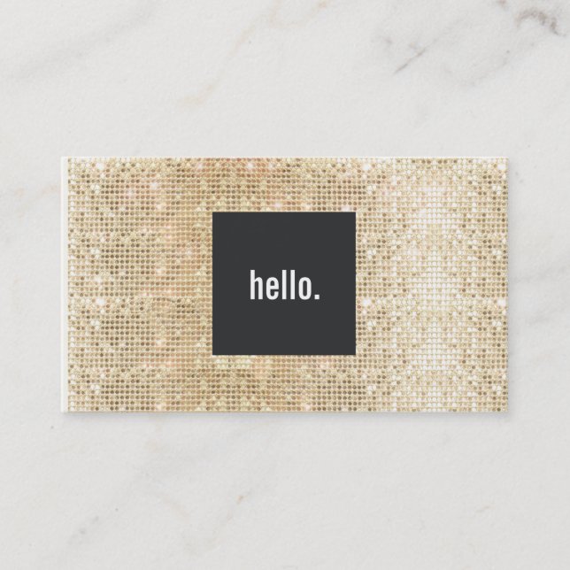 Tarjeta De Visita Red social Gold Sequin Hello (Anverso)