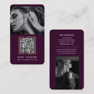 Tarjeta De Visita red social púrpura medios QR fotos de código Bus