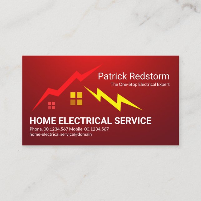 Tarjeta De Visita Red Storm Electric Lightning Strike Electrician (Anverso)