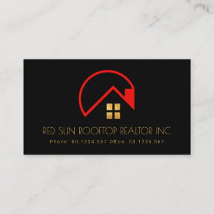 Tarjeta De Visita Red Sun Rooftop Gold Windows Realty