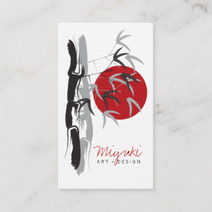 Tarjeta De Visita Red Sunrise Oriental Bamboo deja Asia moderna