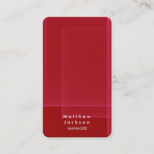 Tarjeta De Visita Red Trendy Modern Plain Professional Manager (Anverso)