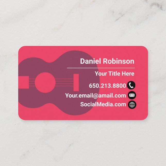 Tarjeta De Visita Red Ukulele (Reverso)