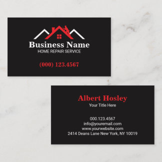 Tarjeta De Visita Red White Roofing House Climber Business Card
