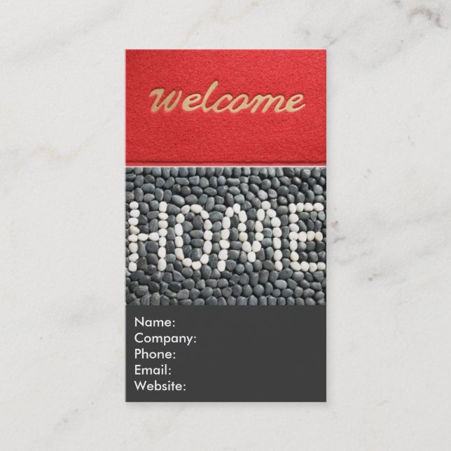 Tarjeta De Visita Red y Grey Welcome Home Inmobiliaria Agent (Anverso)